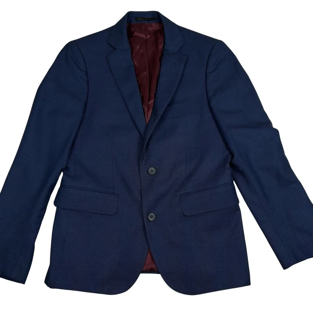 J. Hilburn Blazer Mens Size 38 Blue Vitale Barberis Canonico Italian Pure Wool